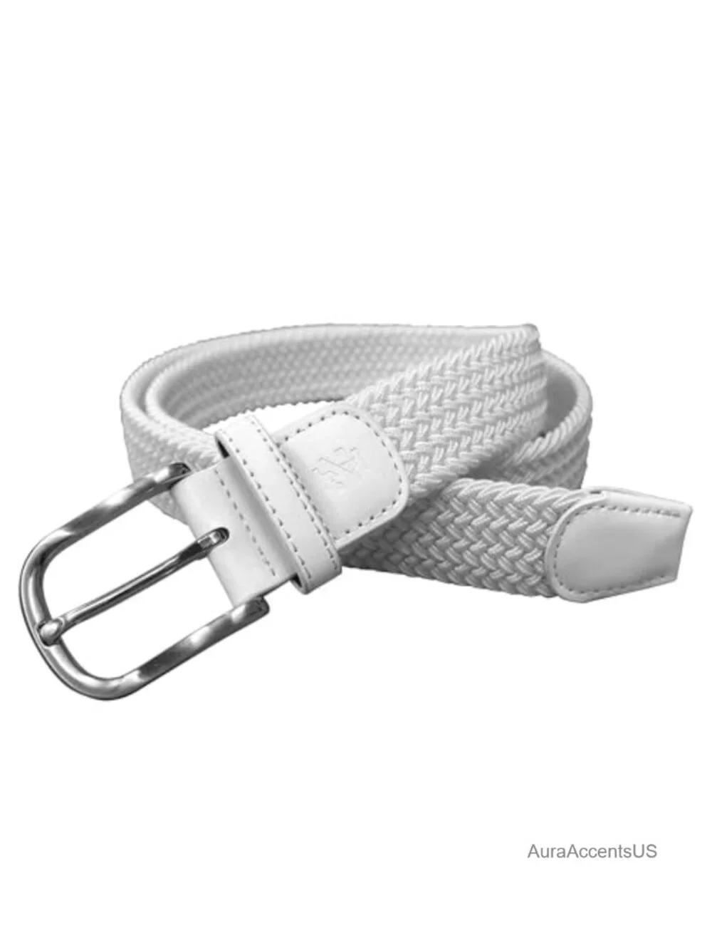 Stretch Woven Belt with Vegan Leather Details for Men